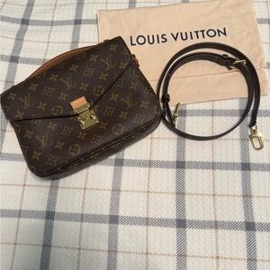 Louis Vuitton Monogram Brown Pouch with Gold Accents